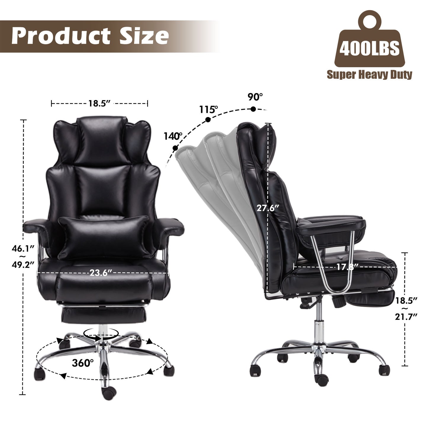 400LB Big And Tall Office Chair Black