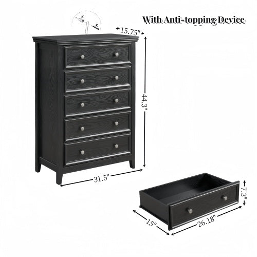 Fiberboard 5-drawer Vanity
