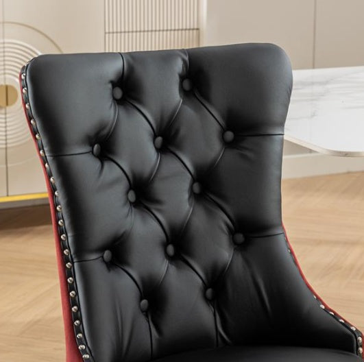 Furniture Collection, Modern High-End Tufted Solid Wood Contemporary PU & Velvet Upholstered Dining Chair-2 Piece Set