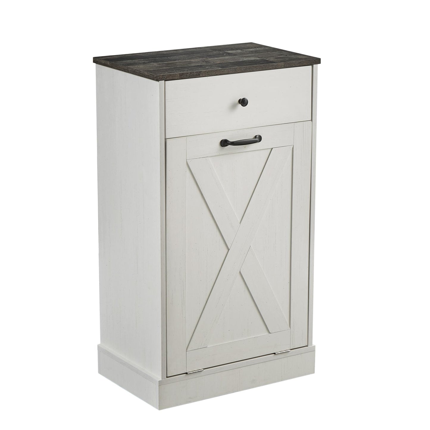 Tilt Out Trash Can Cabinet，Freestanding Wood Recycling Trash Cabinet with Drawer