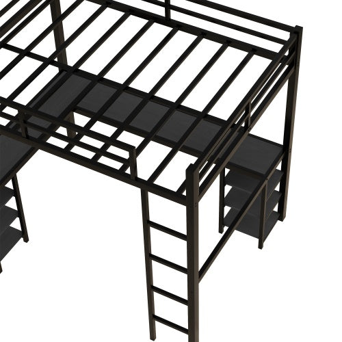 All Metal Loft Bed With Desk And Shelf