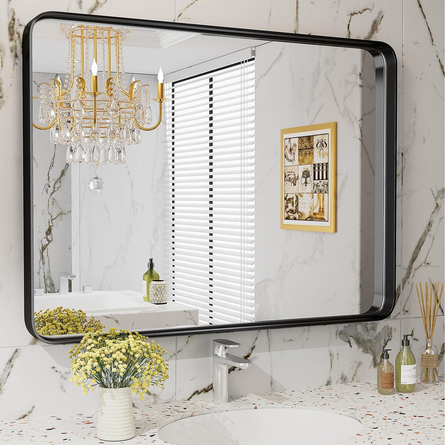 Black Bathroom Mirror Vanity Mirror for Wall