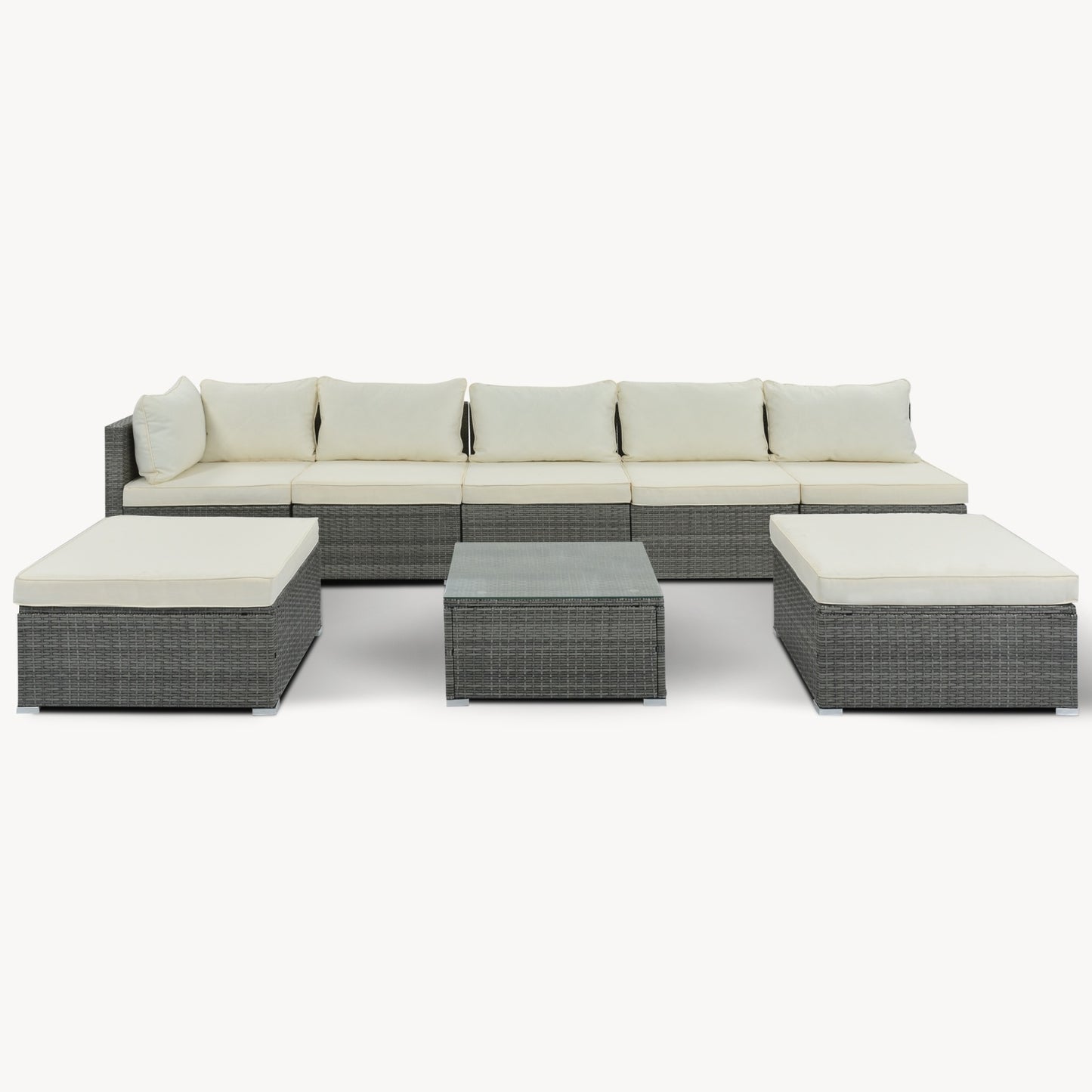 8-Pc Outdoor Patio Furniture Set, Garden Wicker Sofa, Single Sofa Combinable