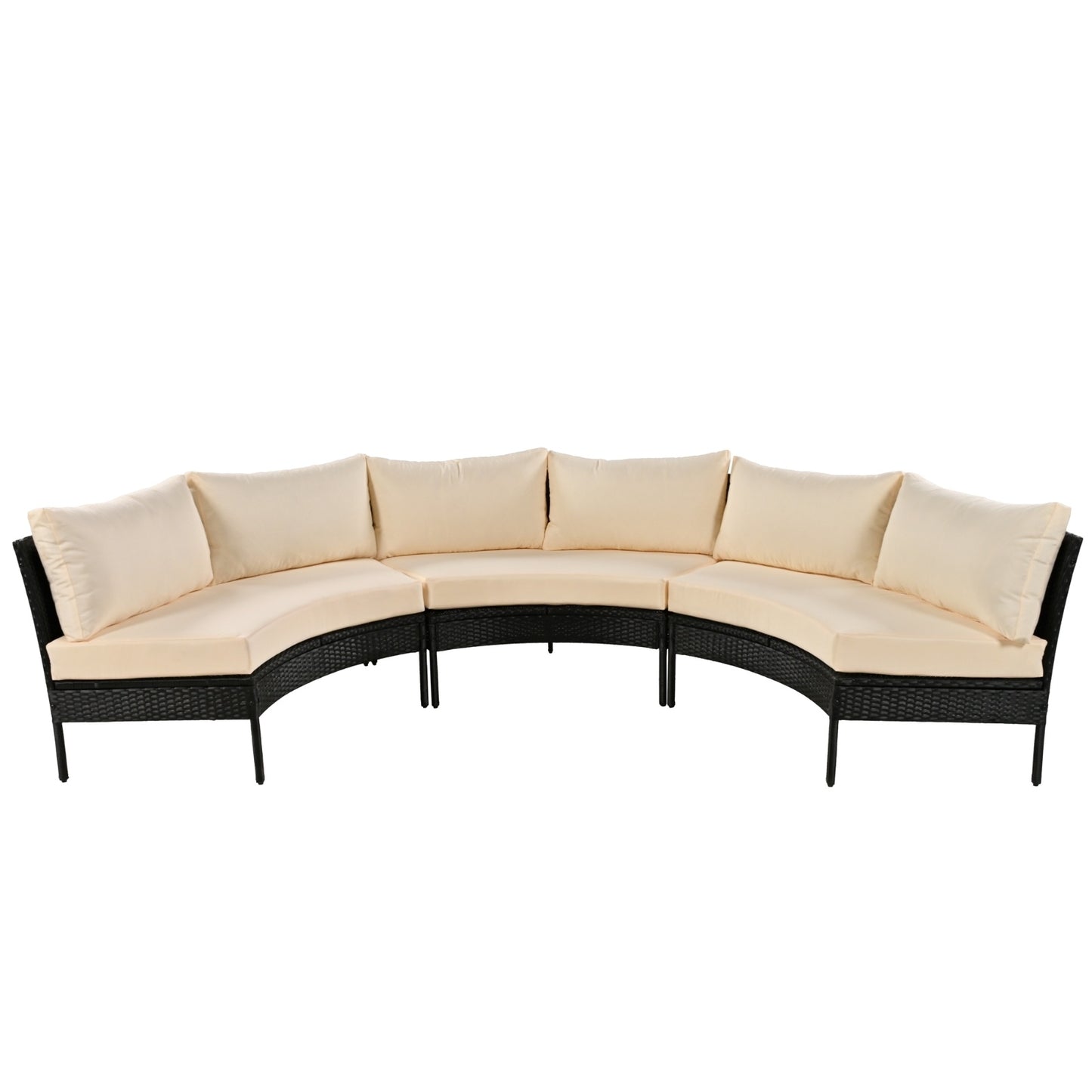 U STYLE Patio Furniture Set, 3 Piece Curved Outdoor Conversation Set, All Weather Sectional Sofa Wit