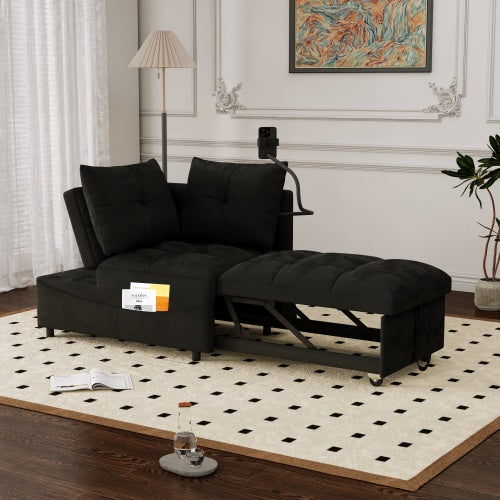 1 Versatile Foldable Sofa Bed In 3 Lengths, Modern Sofa Sofa Sofa Velvet Pull-out Bed, Loveseat Sofa Adjustable Back And With USB Port And Swivel Phone Stand