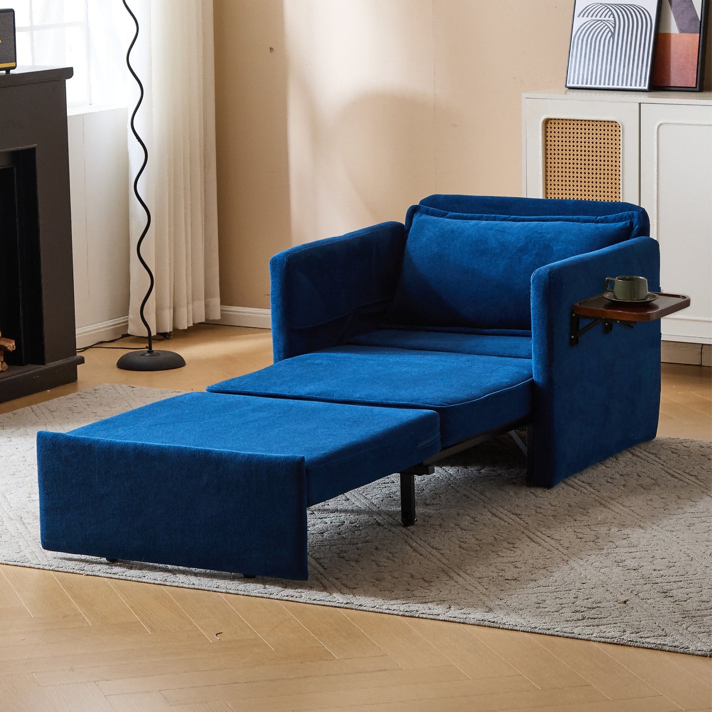 Adult Sleeper Chair Bed, 3-in-1 Convertible Sofa Chair Bed Pull-out Sofa Bed, Convenient Folding Tray Table With USB And Type-C Charging Ports For Living Room Cannot Be Sold On Temu