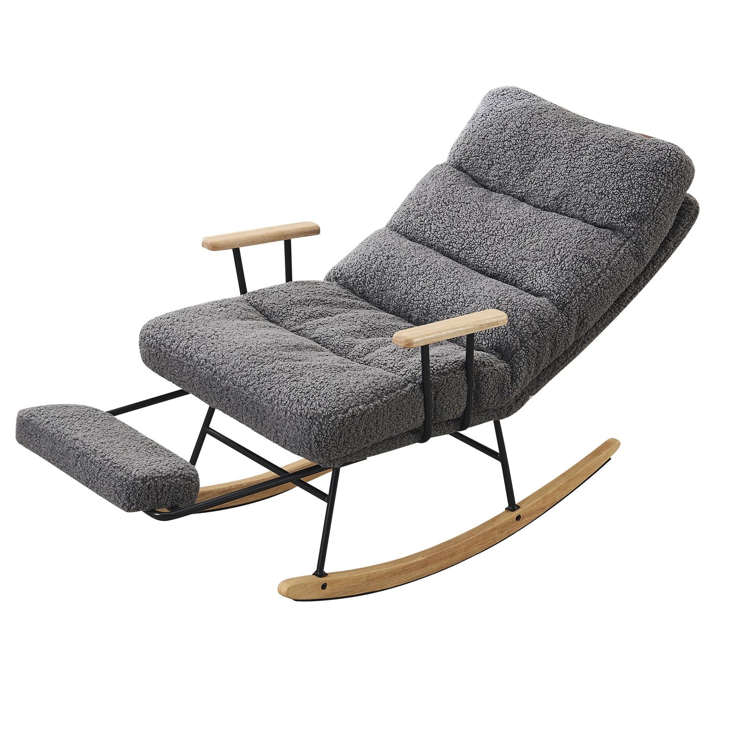 Modern Teddy Gliding Rocking Chair with High Back, Retractable Footrest, and Adjustable Back Angle for Nursery, Living Room, and Bedroom