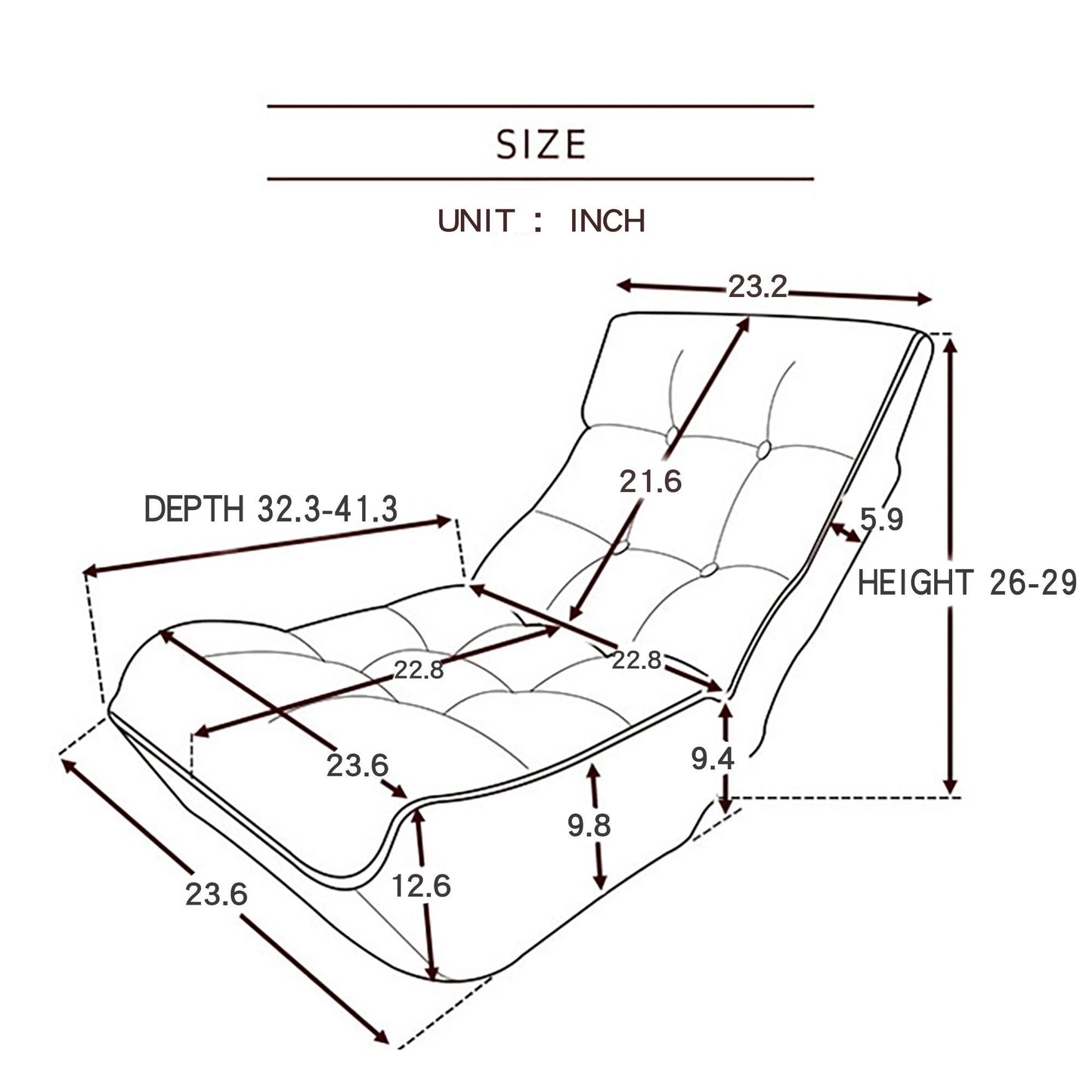 Reclining chair lazy sofa tatami balcony reclining chair leisure sofa adjustable chair for Living Room Bedroom and Office