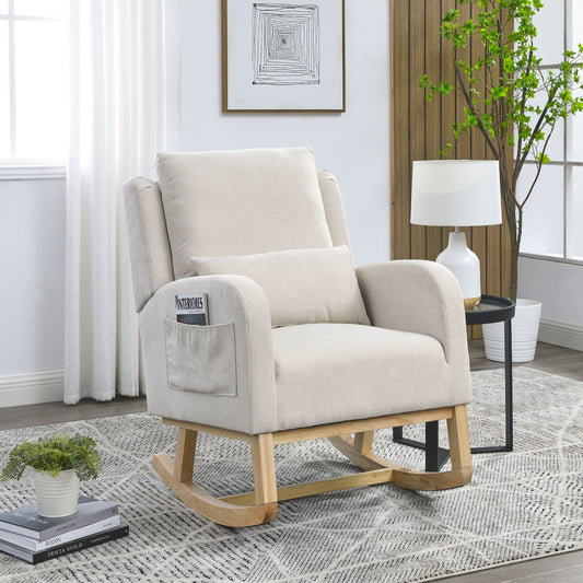 Welike 27.5W Modern Accent High Back Armchair Rocker With Lumbar Pi