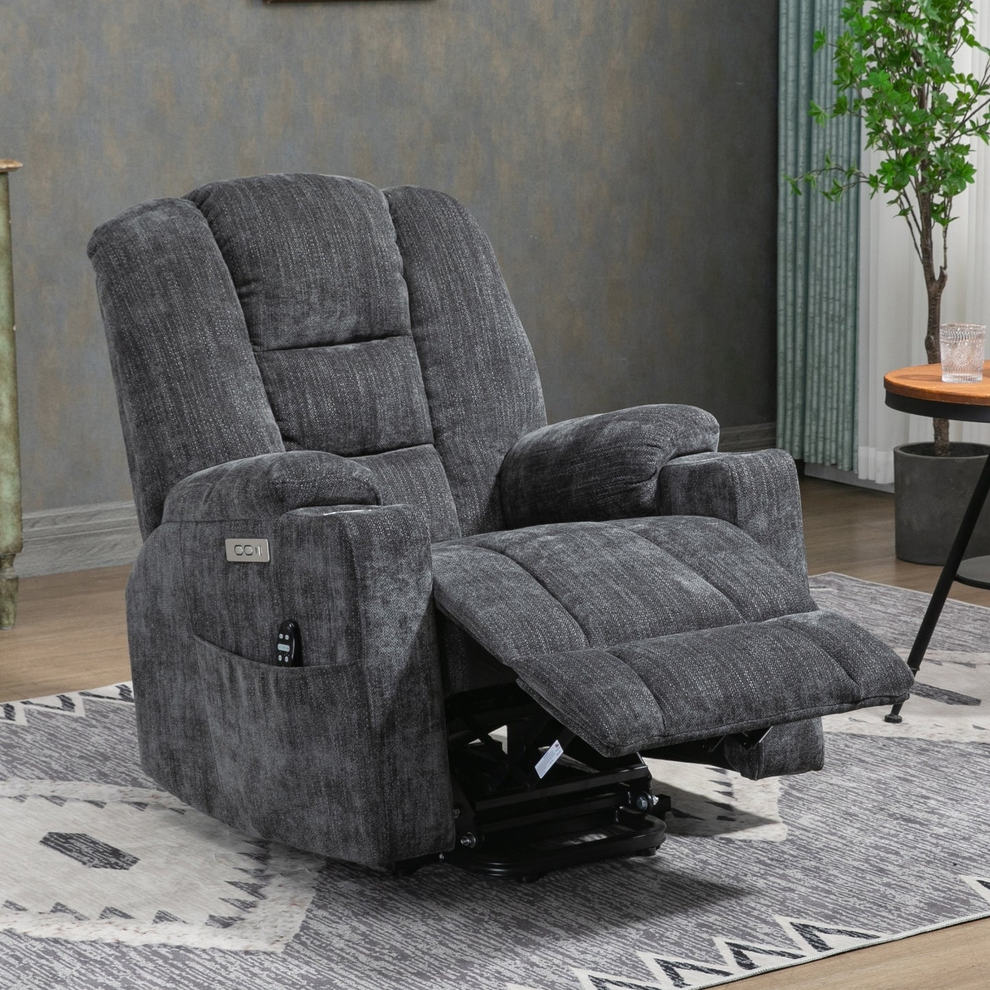 EMON'S Power Lift Massage & Heat Recliner For Elderly, Wide Overstuffed Chair