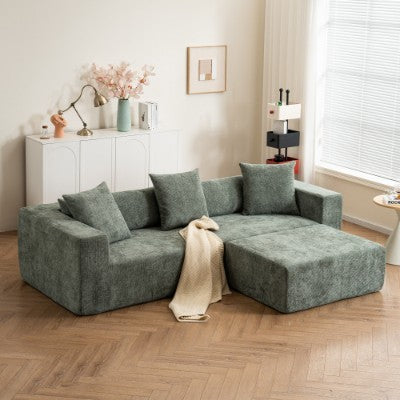 Modular Cross-section With L-shaped Lounge Chair, Cloud Sofa, Living Room, Bedroom Soft Cushion Sofa - No Installation Required - Chenille Fabric
