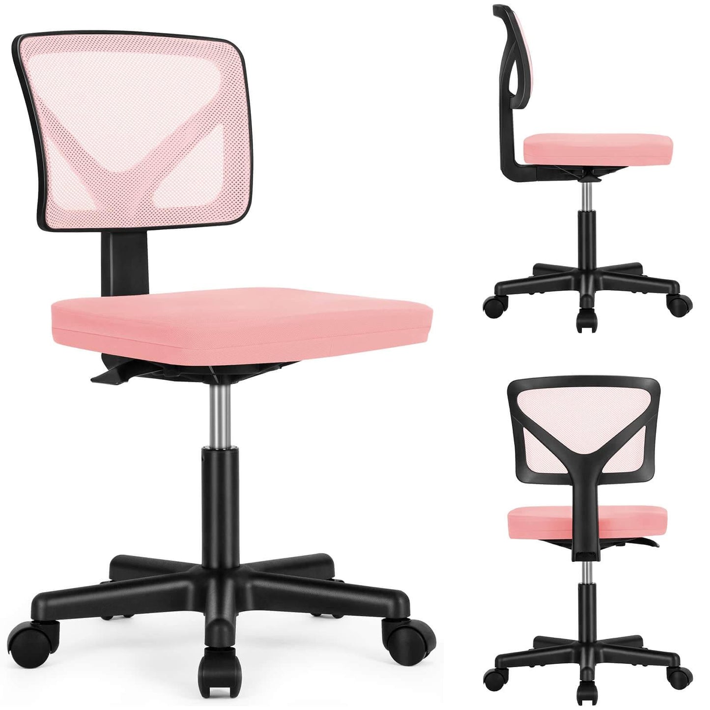 Armless Mesh Office Chair, Ergonomic Computer Desk Chair