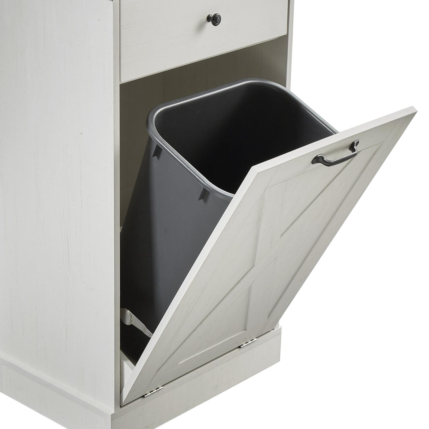 Tilt Out Trash Can Cabinet，Freestanding Wood Recycling Trash Cabinet with Drawer