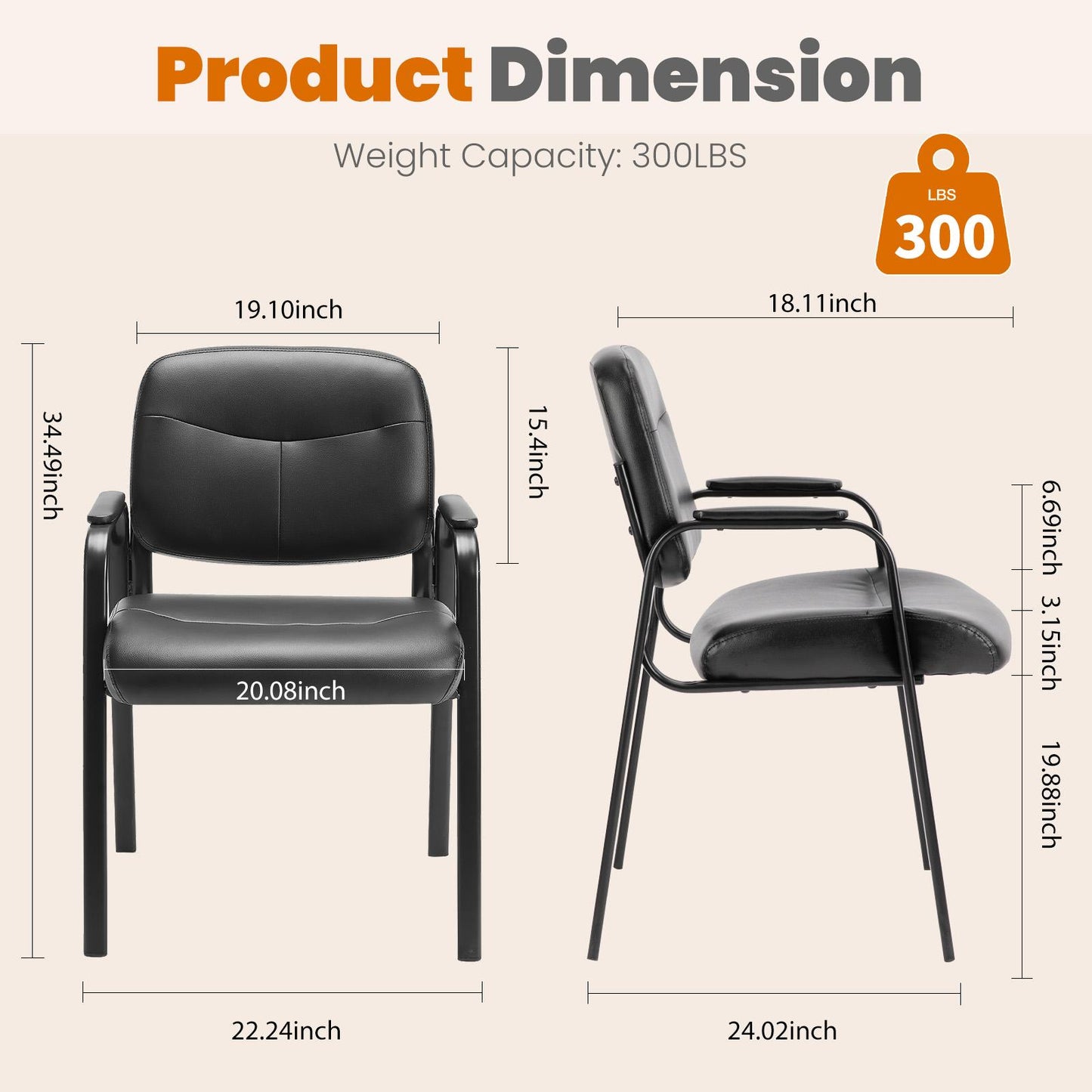 Guest Reception Desk Chairs Without Wheels for Waiting Room, Restaurant, Library, Barber Store