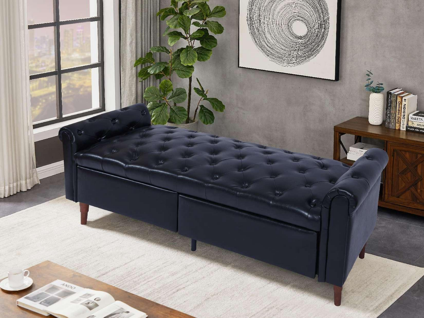 Storage PU Ottoman Bench with 2 Drawers for Bedroom End of Bed