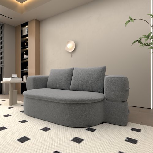 Folding Sofa Bed, Convertible Futon Sleeper Bed, 2-in-1 Foldable Floor Mattress With 2 Pillows, Breathable High-Density Foam Lazy Couch, Comfy Lounge Chair, Twin Size, Light Gray