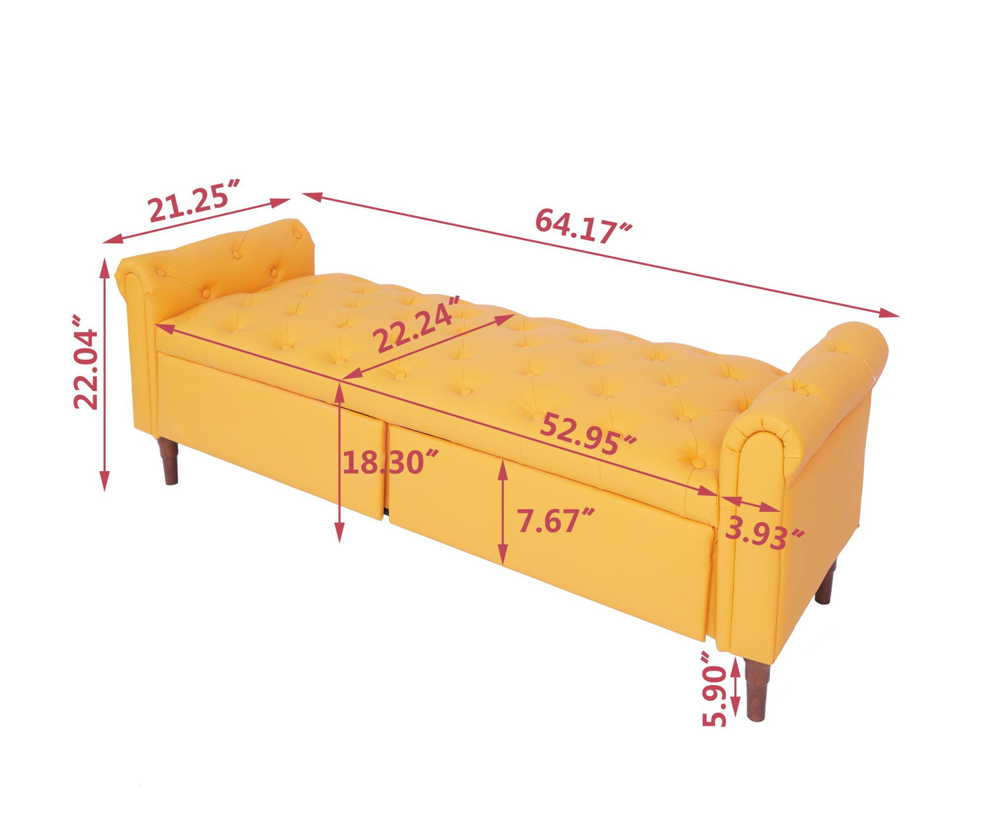 Storage PU Ottoman Bench with 2 Drawers for Bedroom End of Bed