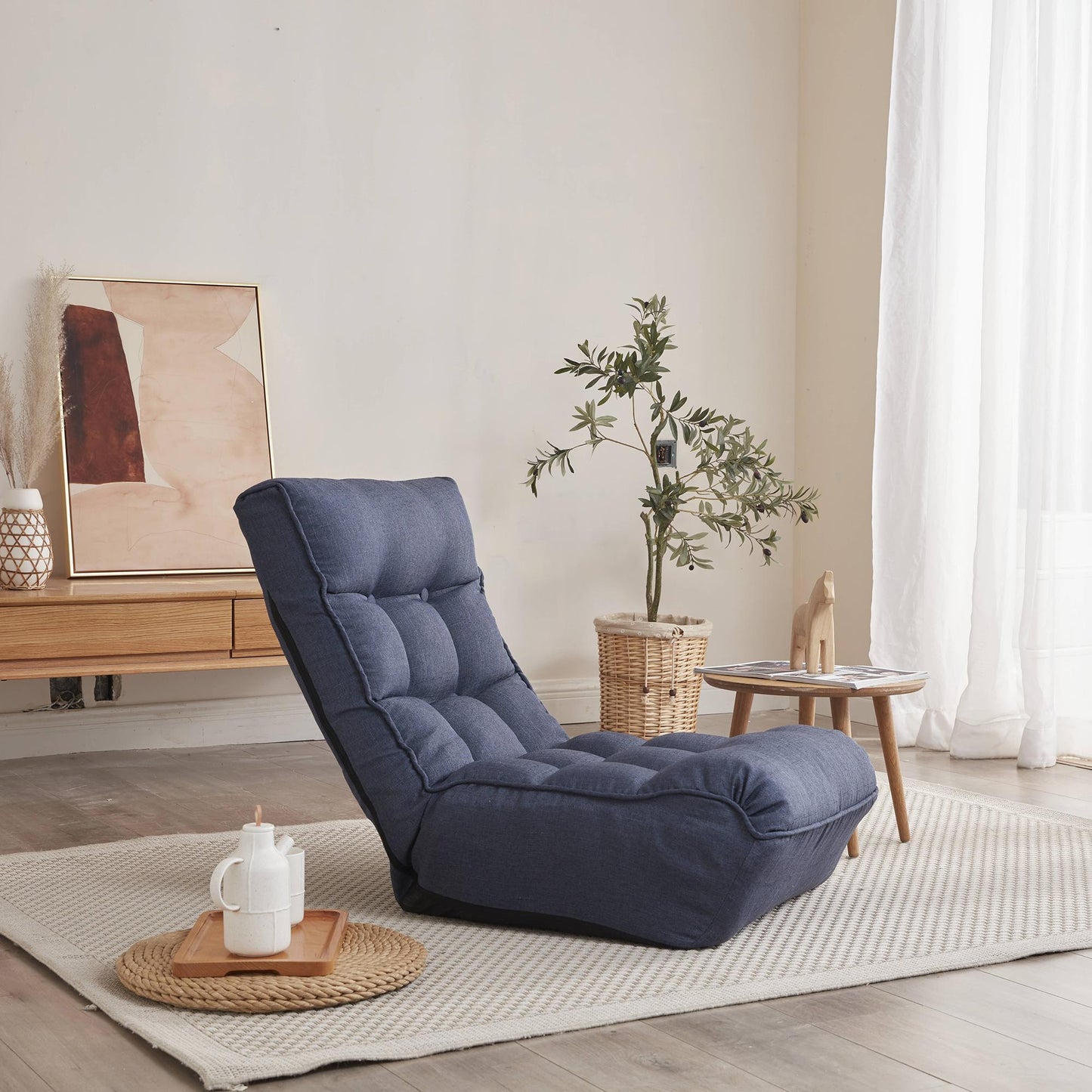 Reclining chair lazy sofa tatami balcony reclining chair leisure sofa adjustable chair for Living Room Bedroom and Office