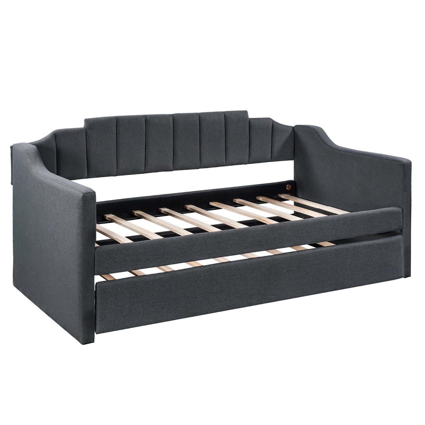 Upholstered Twin Daybed With Trundle,Black