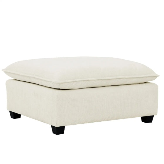 Comfy Cloud Couch Sectional 3 Seat Sofa With 2 Ottoman, Chenille Sofa Sleeper Deep Seat Sofa With Throw Pillows For Living Room Beige White