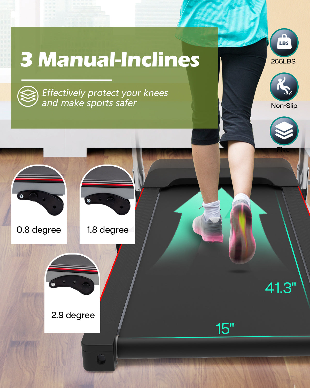 Walking Pad Under Desk Treadmill For Home Office -2.5HP Walking Treadmill 0.5-7.5MPH  Capacity Treadmill For Walking Running Remote Control Batteries