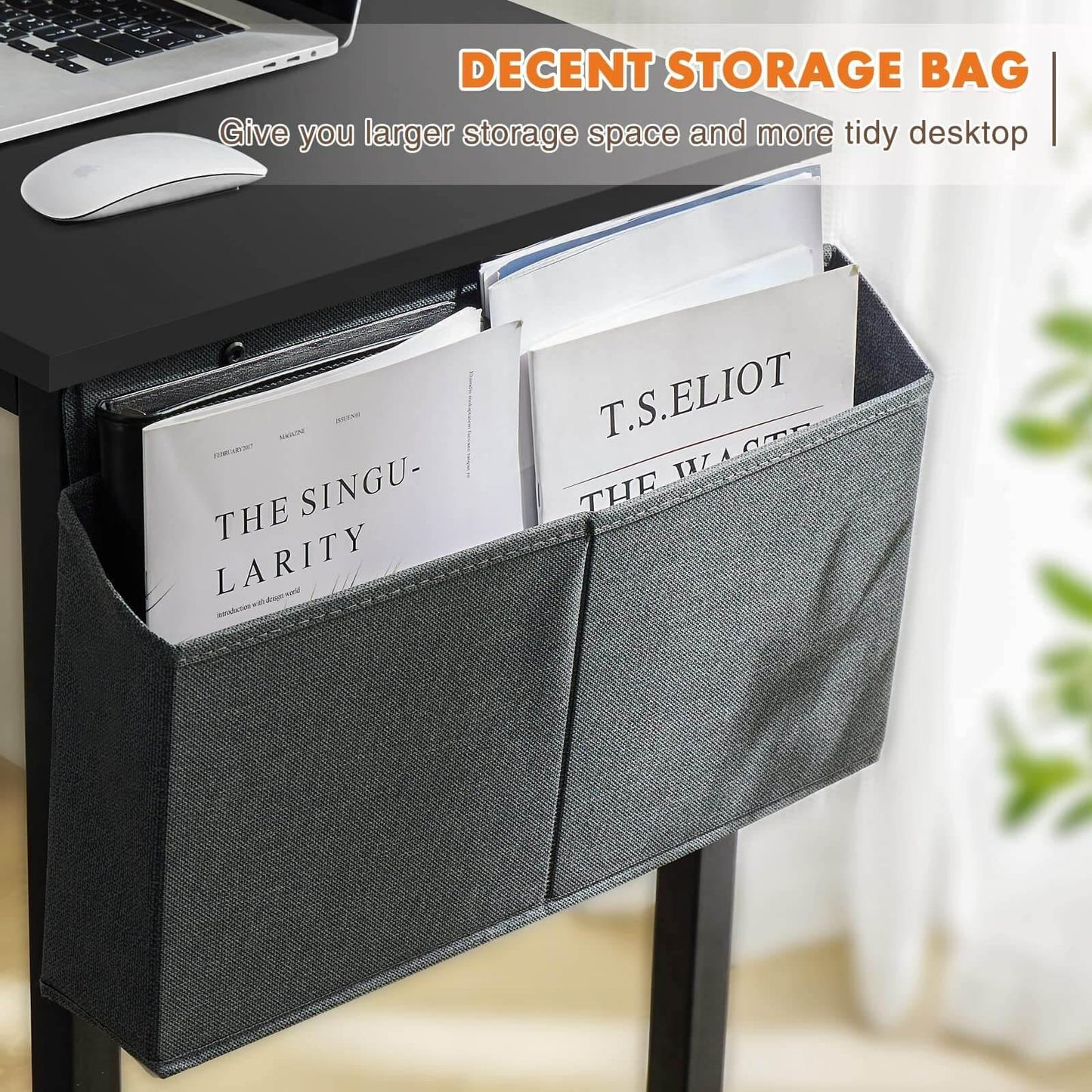 Computer Home Office Desk Modern Simple Style Work Storage Bag and Iron Hook