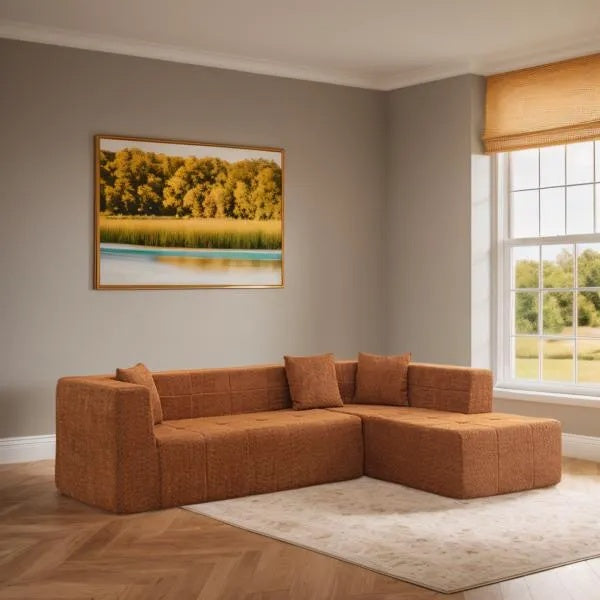 Modular L-Shaped Sectional Floor Couch, Deep Seat Tufted Comfy Sofa Set With Chaise For Living Room