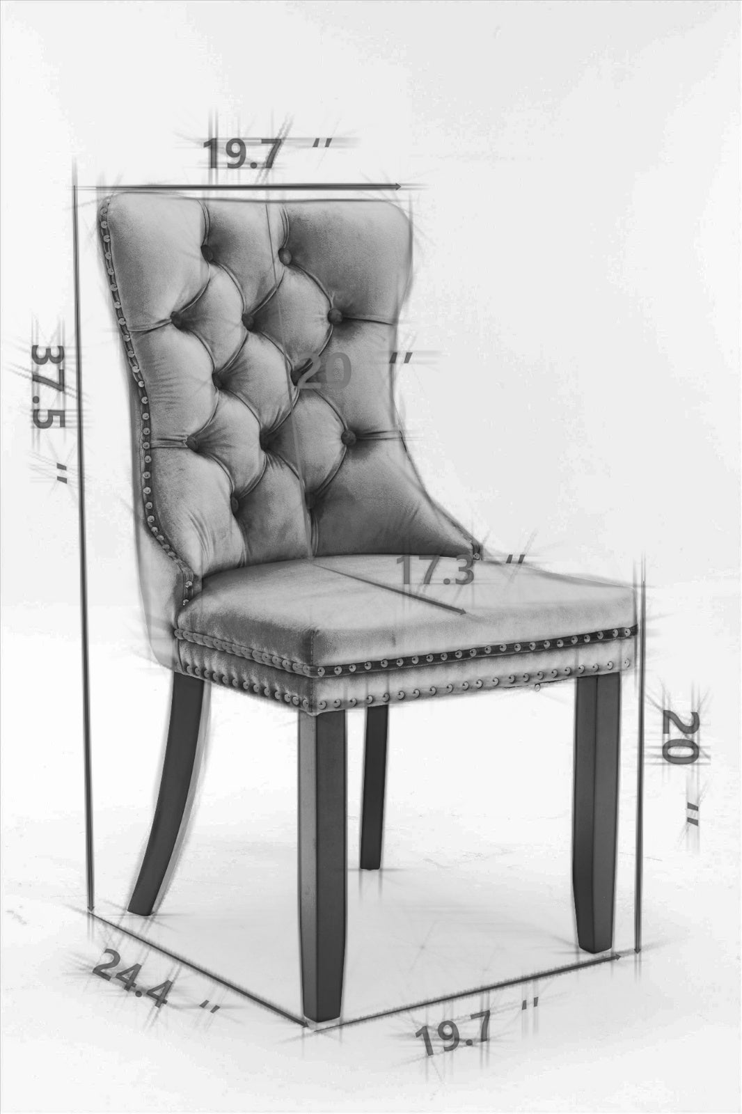 A&A Furniture Nikki   Modern Tufted Solid Wood PU  Velvet Chair