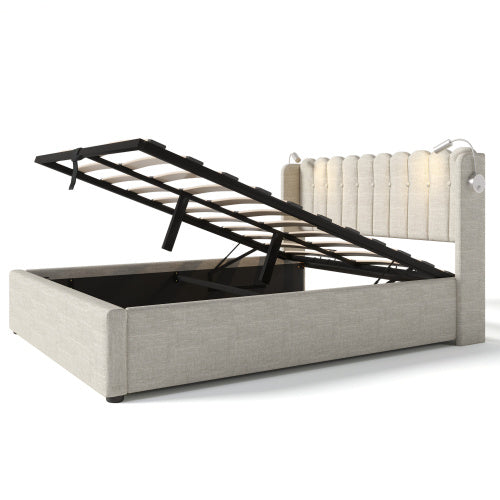 Linen Storage Space Bed Frame With Mattress  Size  140cmx200cm