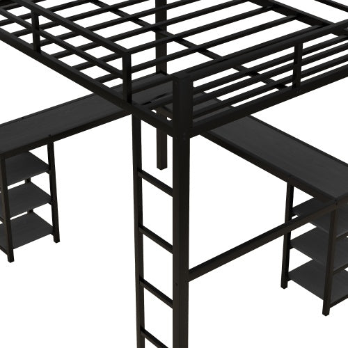 All Metal Loft Bed With Desk And Shelf