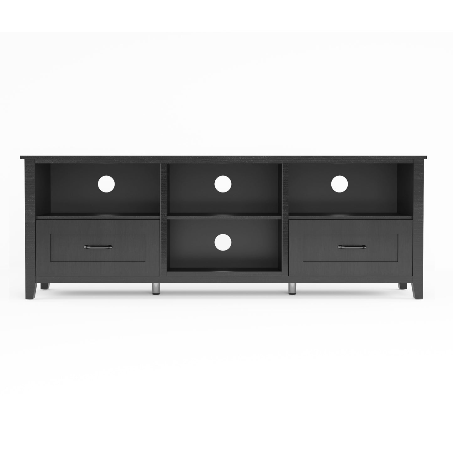 70.08Inch Length Furniture Black TV Stand for Living Room and Bedroom with 2 Drawers and 4 High Capacity Storage Compartment