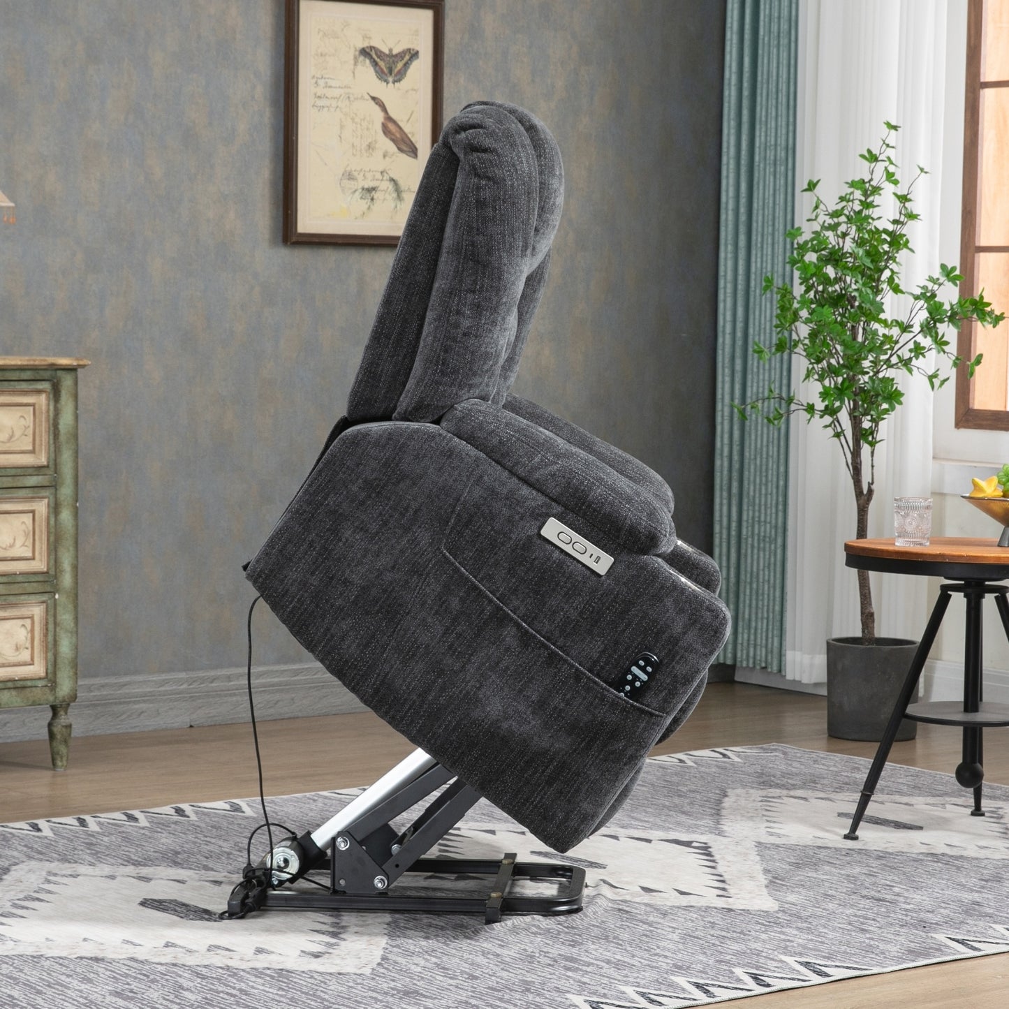 EMON'S Power Lift Massage & Heat Recliner For Elderly, Wide Overstuffed Chair