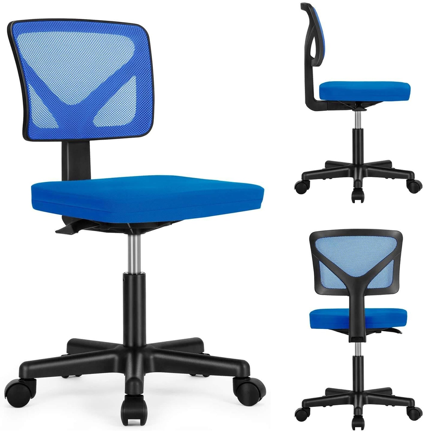 Armless Mesh Office Chair, Ergonomic Computer Desk Chair