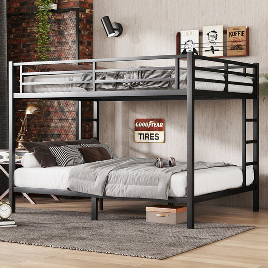 Metal Queen Bunk Bed For Teens And Adults, Space Saving, Noise Reduction, No Box Spring Required, Black