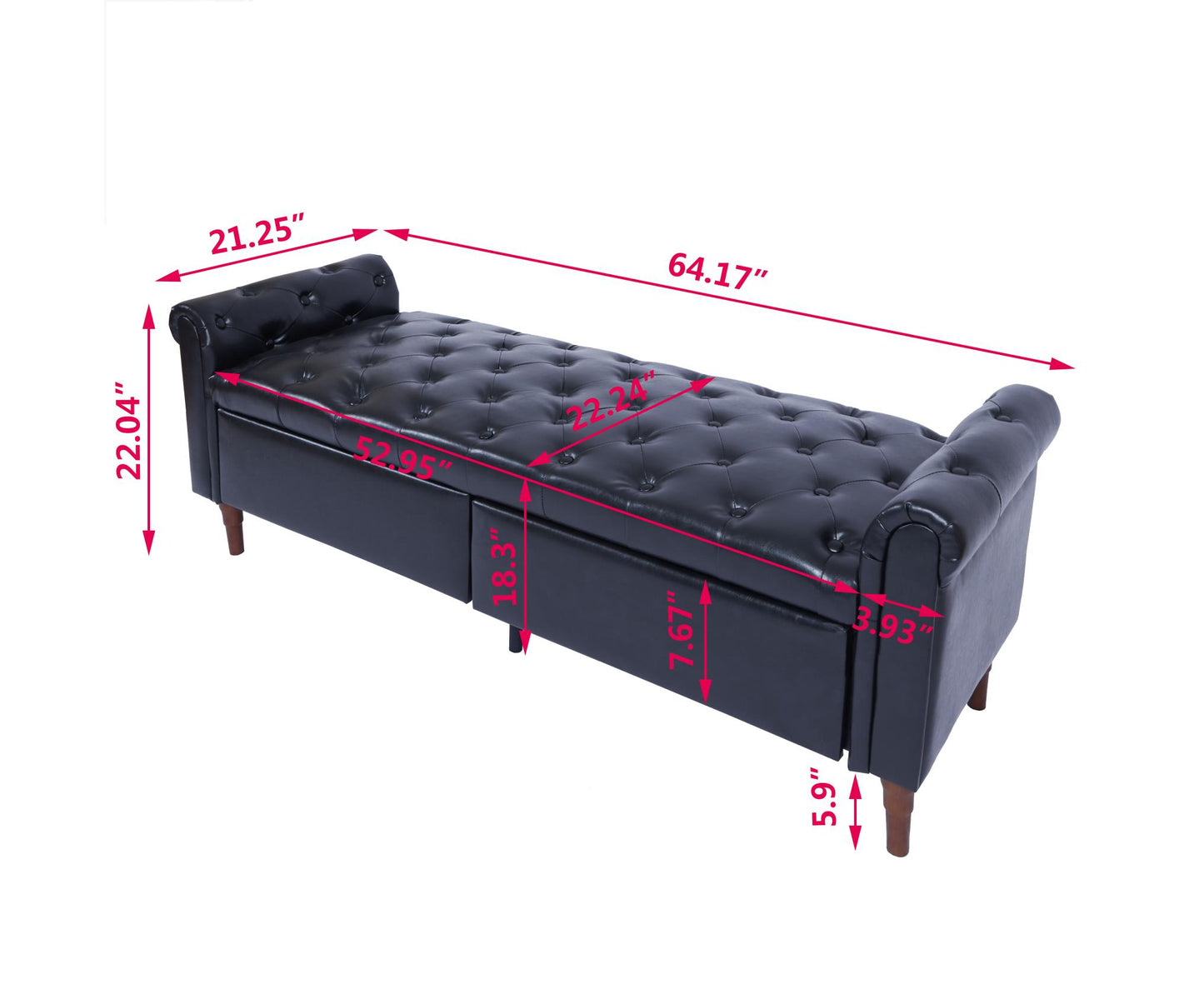 Storage PU Ottoman Bench with 2 Drawers for Bedroom End of Bed