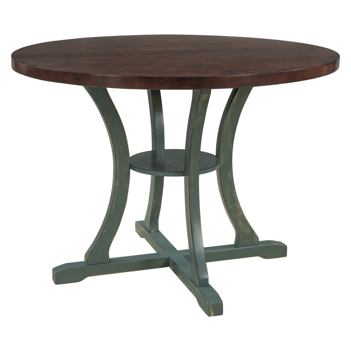TREXM 5-Piece Round Dining Set With Fabric Chairs & Special-shaped Legs