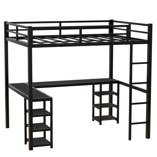 All Metal Loft Bed With Desk And Shelf