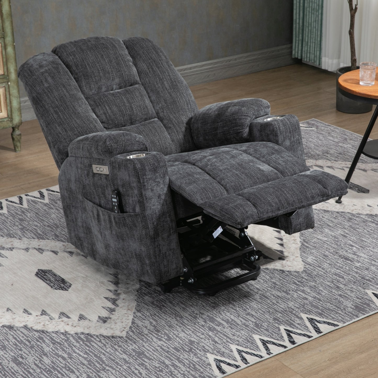 EMON'S Power Lift Massage & Heat Recliner For Elderly, Wide Overstuffed Chair