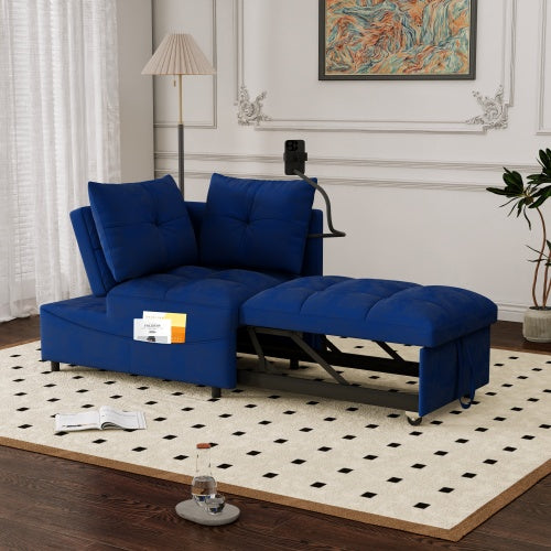 1 Versatile Foldable Sofa Bed In 3 Lengths, Modern Sofa Sofa Sofa Velvet Pull-out Bed, Loveseat Sofa Adjustable Back And With USB Port And Swivel Phone Stand
