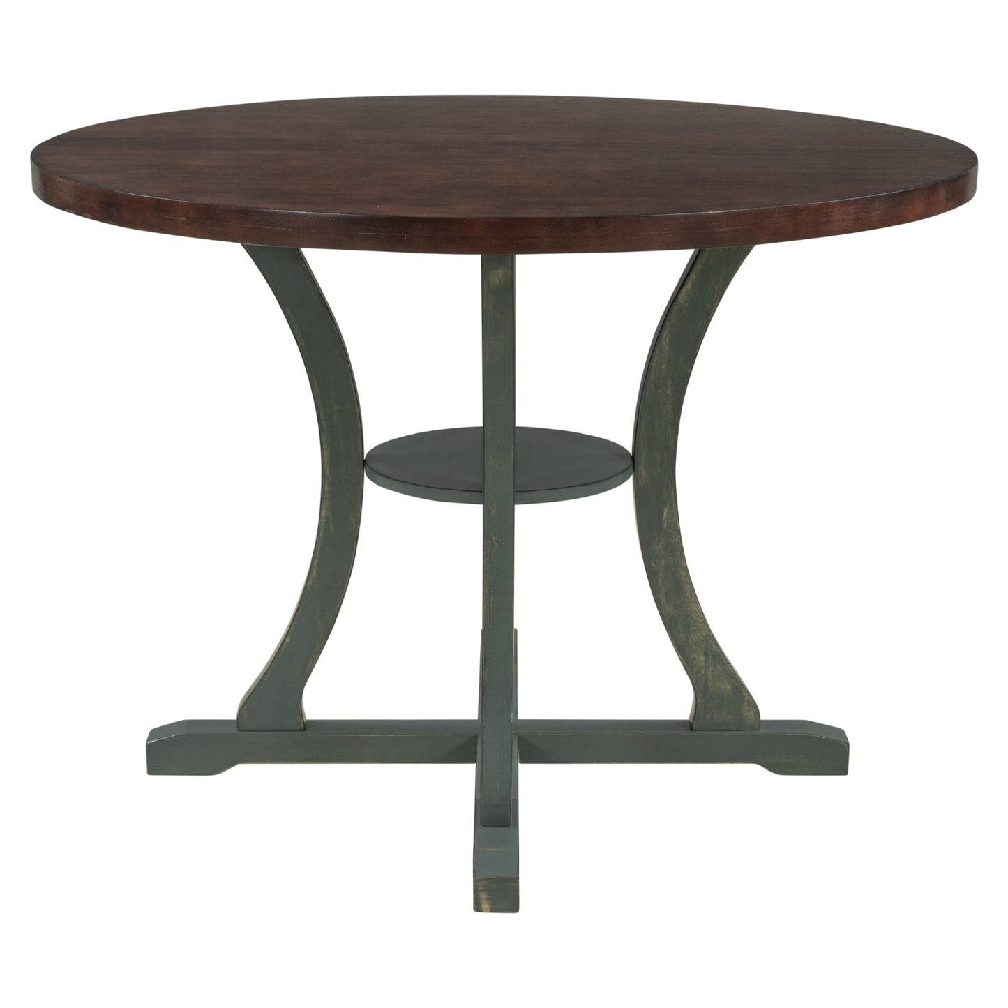 TREXM 5-Piece Round Dining Set With Fabric Chairs & Special-shaped Legs