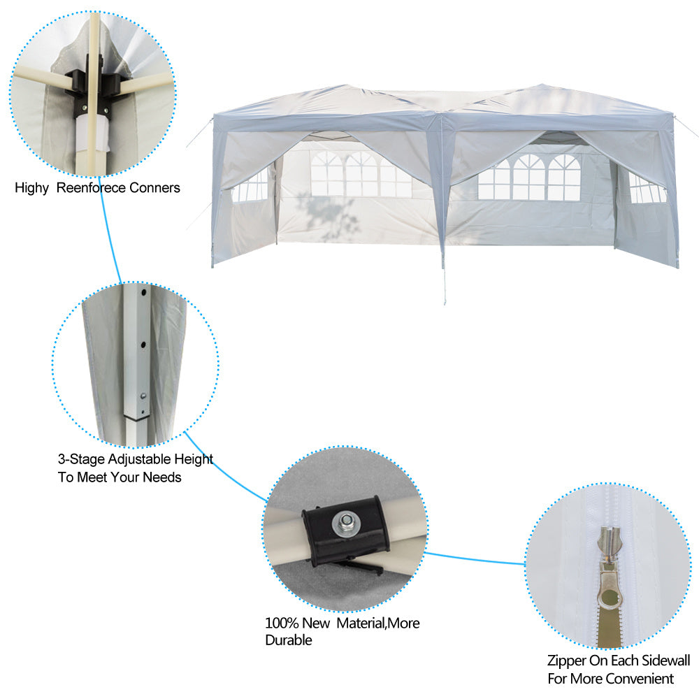 3 X 6M White 6 Sides, Home Folding Pergola Parking Shed Advertising Tent