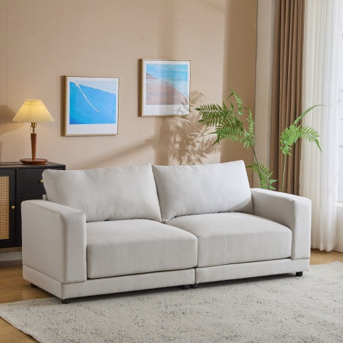 81 Modern Square Arm Sofa With Soft Velvet Upholstery, Deep Cushions, And Sturdy Legs In Navy Blue For Living Room Or Bedroom