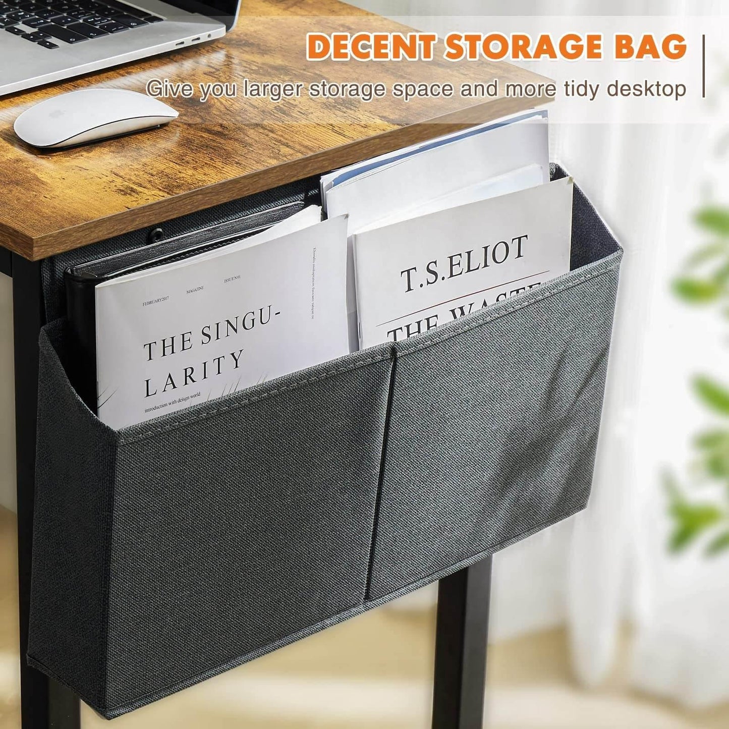 Computer Home Office Desk Modern Simple Style Work Storage Bag and Iron Hook