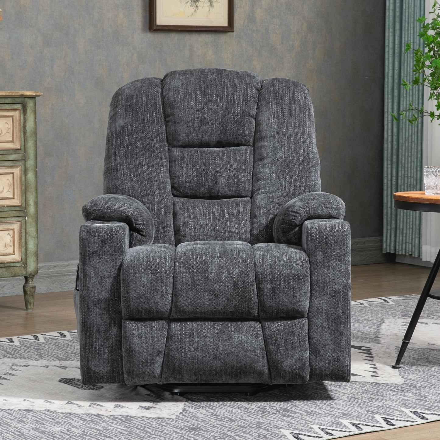EMON'S Power Lift Massage & Heat Recliner For Elderly, Wide Overstuffed Chair
