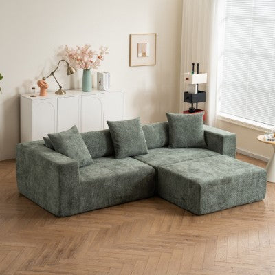 Modular Cross-section With L-shaped Lounge Chair, Cloud Sofa, Living Room, Bedroom Soft Cushion Sofa - No Installation Required - Chenille Fabric