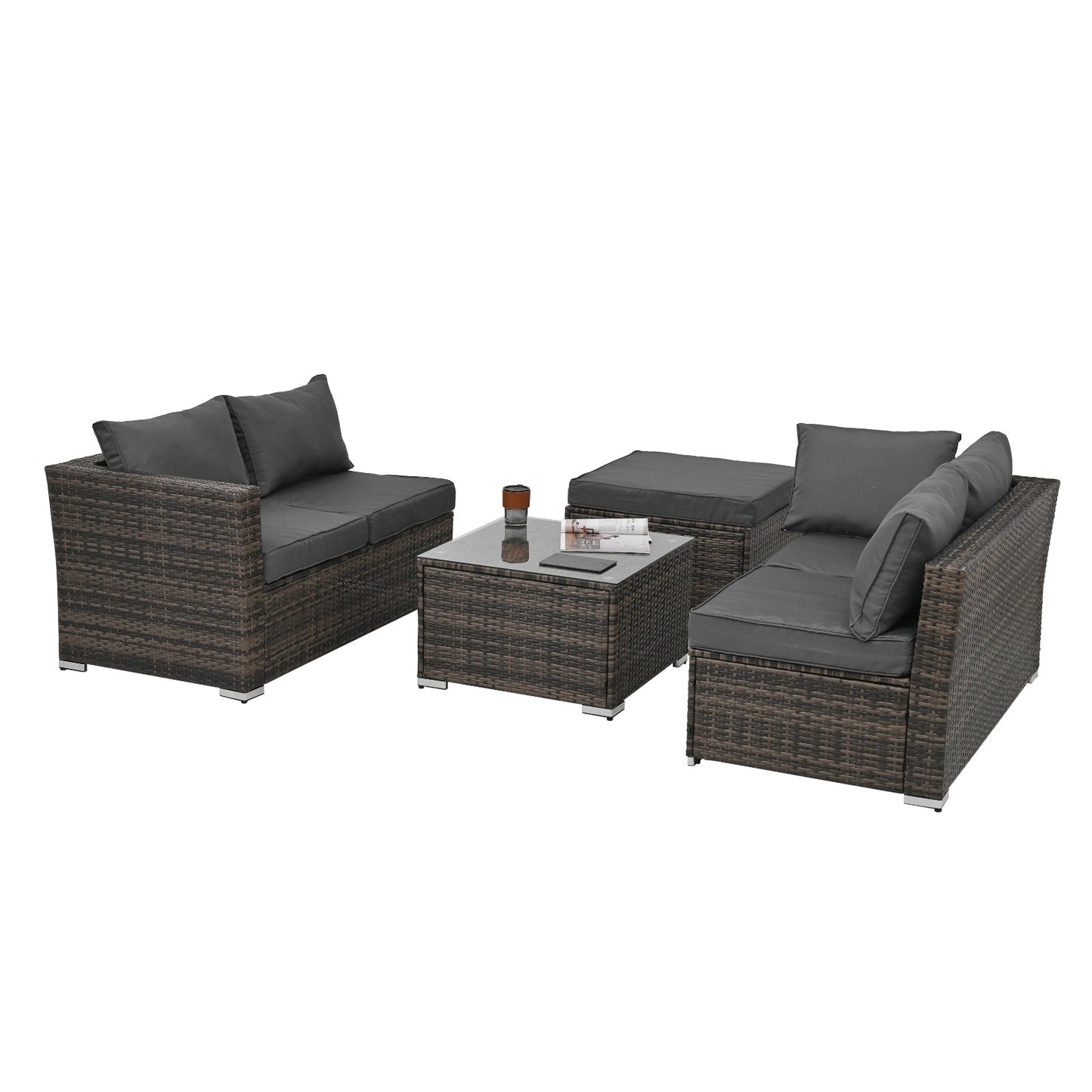 Patio Furniture, Outdoor Furniture, Seasonal PE Wicker Furniture, 4 Set Wicker Furniture With Temper