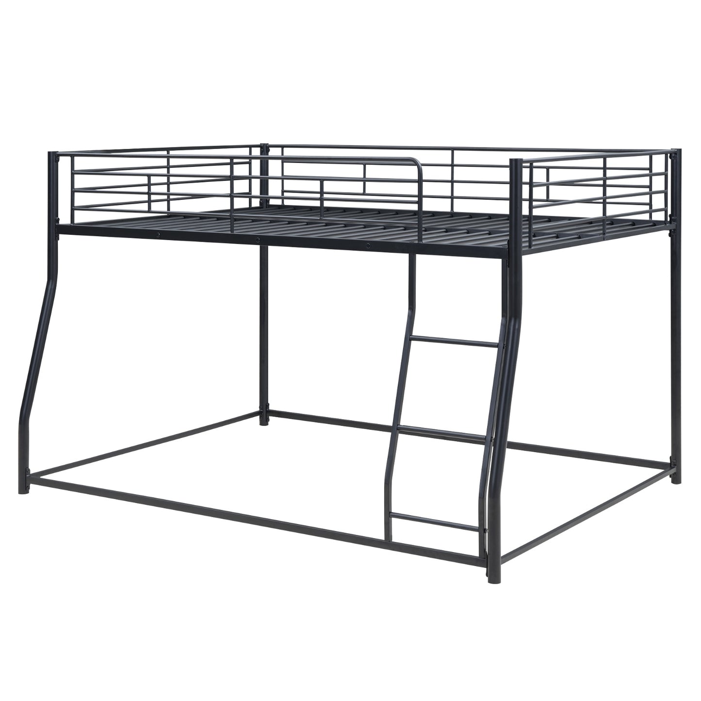 Metal Floor Bunk Bed, Full XL Over Queen, Black
