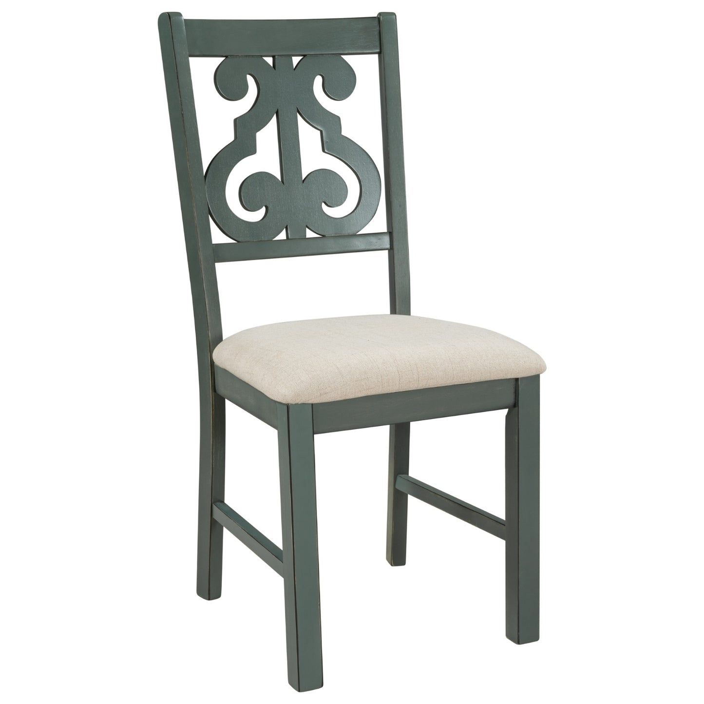 TREXM 5-Piece Round Dining Set With Fabric Chairs & Special-shaped Legs