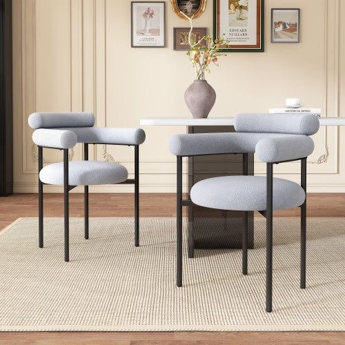 Upholstered Armchair Dining Chairs With Metal Legs