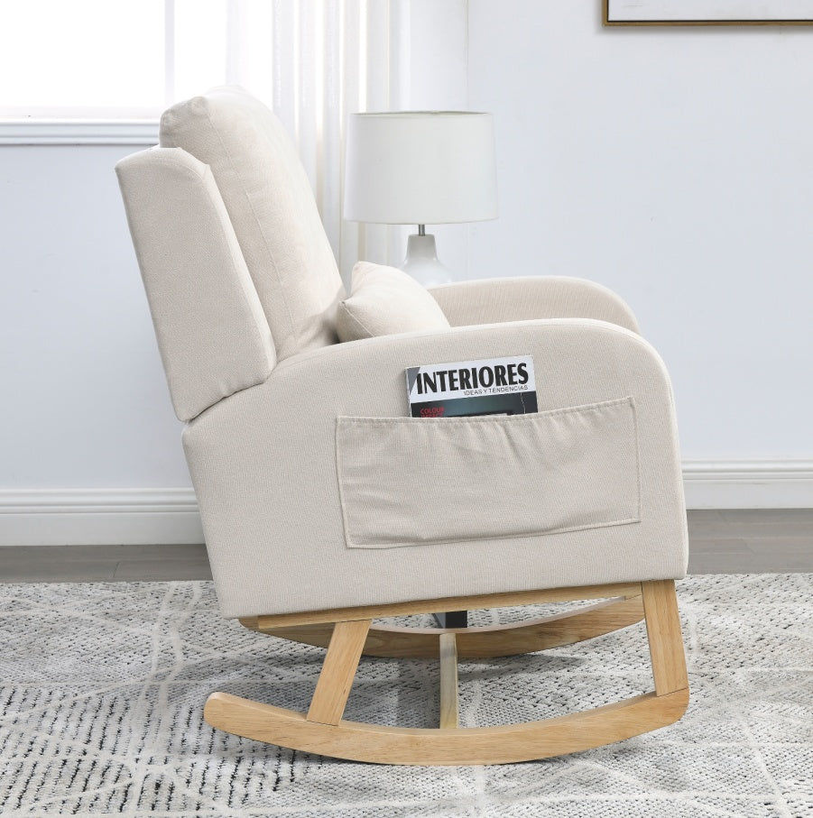 Welike 27.5W Modern Accent High Back Armchair Rocker With Lumbar Pi